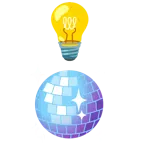 Glühbirne + Discokugel