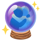 crystal ball + people hugging