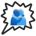 right anger bubble + people hugging