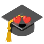 smiling face with heart-eyes + graduation cap