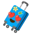smiling face with heart-eyes + luggage