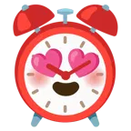 smiling face with heart-eyes + alarm clock
