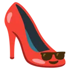 faccina con sorriso e occhiali da sole + scarpa con il tacco