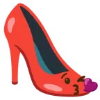 face blowing a kiss + high-heeled shoe
