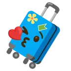 face blowing a kiss + luggage
