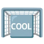 Tor + Wort „Cool“ in blauem Quadrat