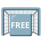Tor + Wort „Free“ in blauem Quadrat