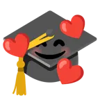 smiling face with hearts + graduation cap