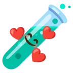 smiling face with hearts + test tube