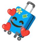 smiling face with hearts + luggage