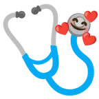 smiling face with hearts + stethoscope