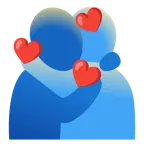 smiling face with hearts + people hugging