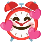smiling face with hearts + alarm clock