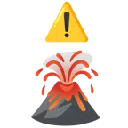 warning + volcano