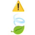 warning + leaf fluttering in wind