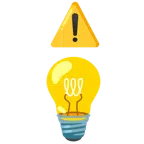 warning + light bulb
