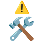 warning + hammer and wrench