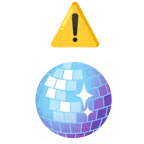 warning + mirror ball