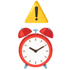 warning + alarm clock