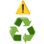warning + recycling symbol