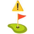 warning + flag in hole