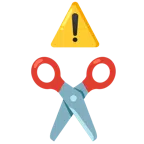 warning + scissors