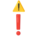 warning + red exclamation mark