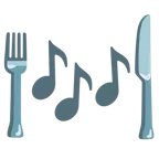 tabakla birlikte çatal ve bıçak + müzik notaları