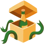 Geschenk + Flasche mit knallendem Korken