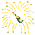 Feuerwerk + Flasche mit knallendem Korken