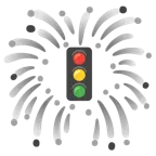 Feuerwerk + vertikale Verkehrsampel