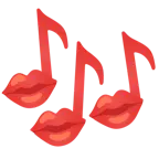 impronta della bocca + note musicali