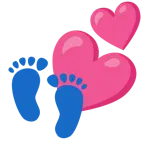 due cuori + impronta di piedi