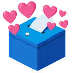 cuore con freccia + urna elettorale con scheda