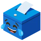 face with tears of joy + ballot box with ballot