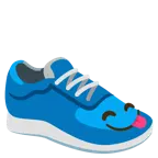 face savoring food + running shoe
