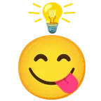 face savoring food + light bulb