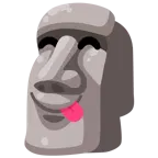 face savoring food + moai
