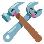 face savoring food + hammer and wrench