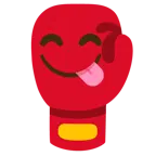face savoring food + boxing glove