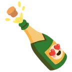 smiling face with heart-eyes + bottle with popping cork