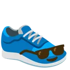 faccina con sorriso e occhiali da sole + scarpa sportiva