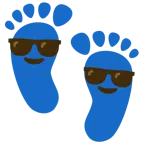 faccina con sorriso e occhiali da sole + impronta di piedi