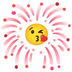 face blowing a kiss + fireworks