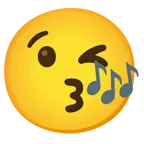 face blowing a kiss + musical notes