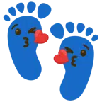 face blowing a kiss + footprints