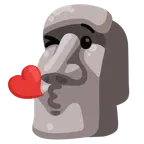 face blowing a kiss + moai