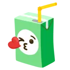 face blowing a kiss + beverage box