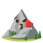 face blowing a kiss + mountain