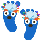 testa che esplode + impronta di piedi